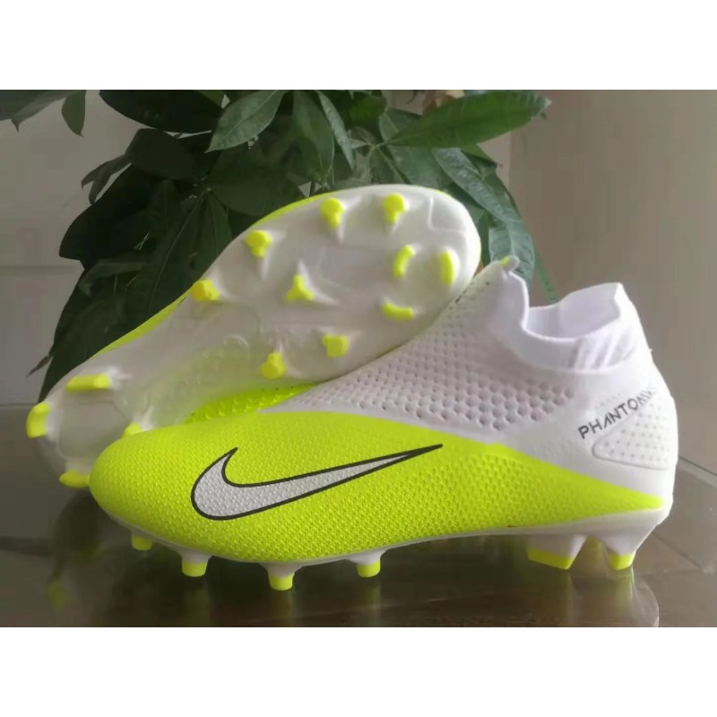 Botas de Fútbol Nike Phantom Vision Elite DF FG Blanco&Amarillo Fluorescente (#39~#45)