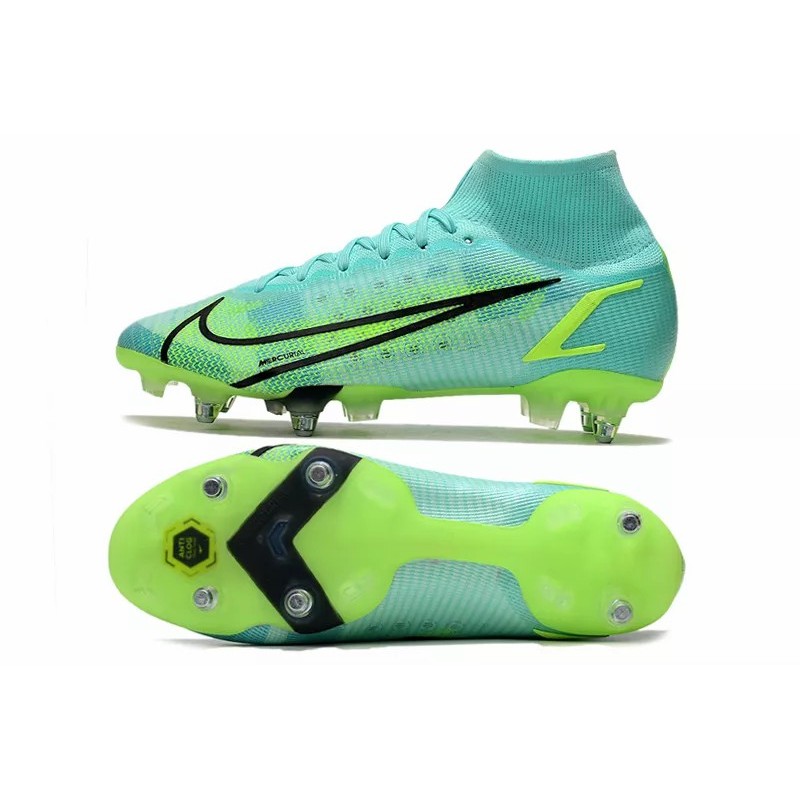 Botas de Fútbol Nike Mercurial Superfly VIII Elite SG PRO Turquesa&Amarillo Fluorescente (#39~#45)