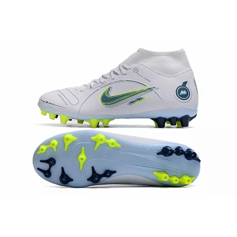 Botas de Fútbol Nike Vapor 14 Academy AG Unisex Alta Blanco&Amarillo Fluorescente&Azul Marino (#36~#44)