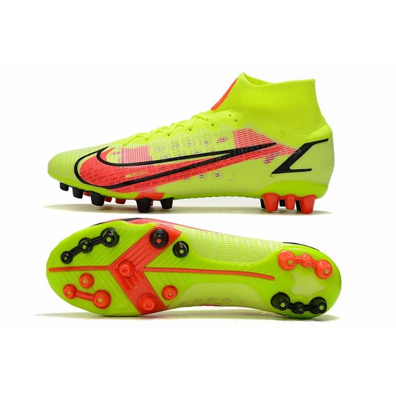 Botas de Fútbol Nike Superfly 8 Elite AG Unisex Alta Amarillo Fluorescente&Rojo Naranja&Negro (#36~#45)